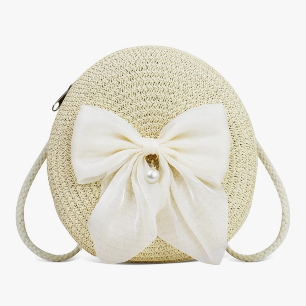 Straw Crossbody Bag , Round Summer Beach Bag